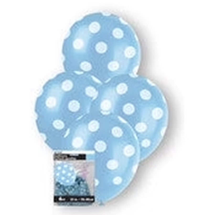 Dots Powder Blue 6 x 30cm (12") Balloons