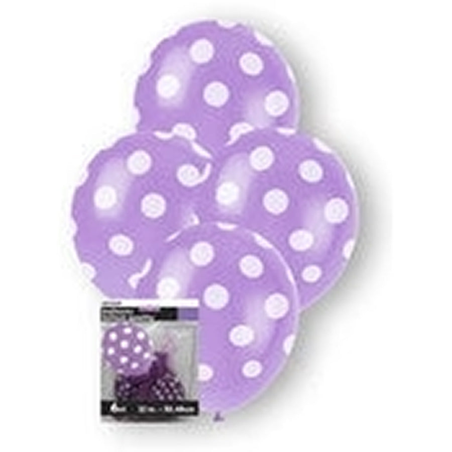 Dots Pretty Purple 6 x 30cm (12") Balloons