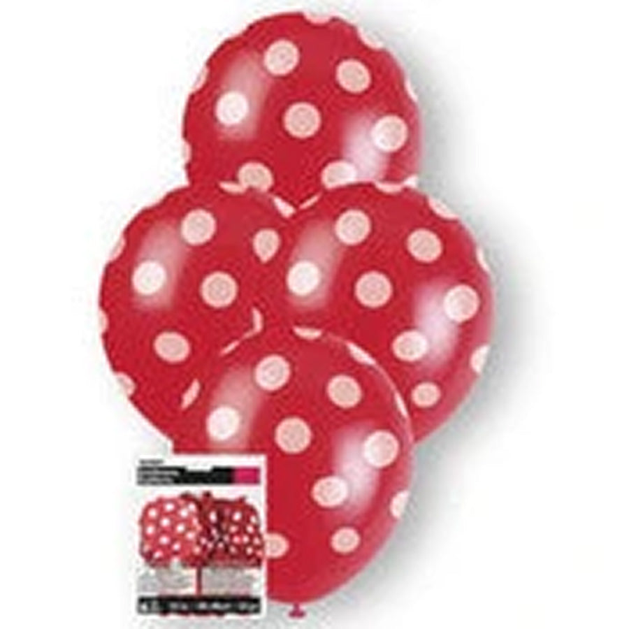 Dots Ruby Red 6 x 30cm (12") Balloons