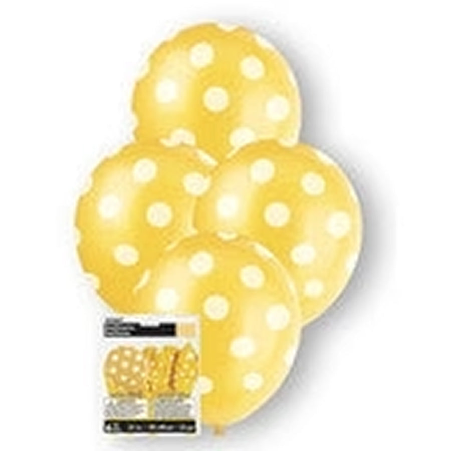 Dots Sunflower Yellow 6 x 30cm (12") Balloons