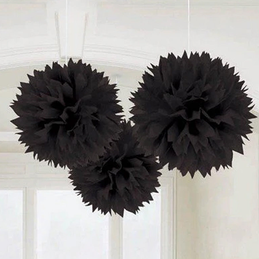 Fluffy Tissue Decorations - Black PK3