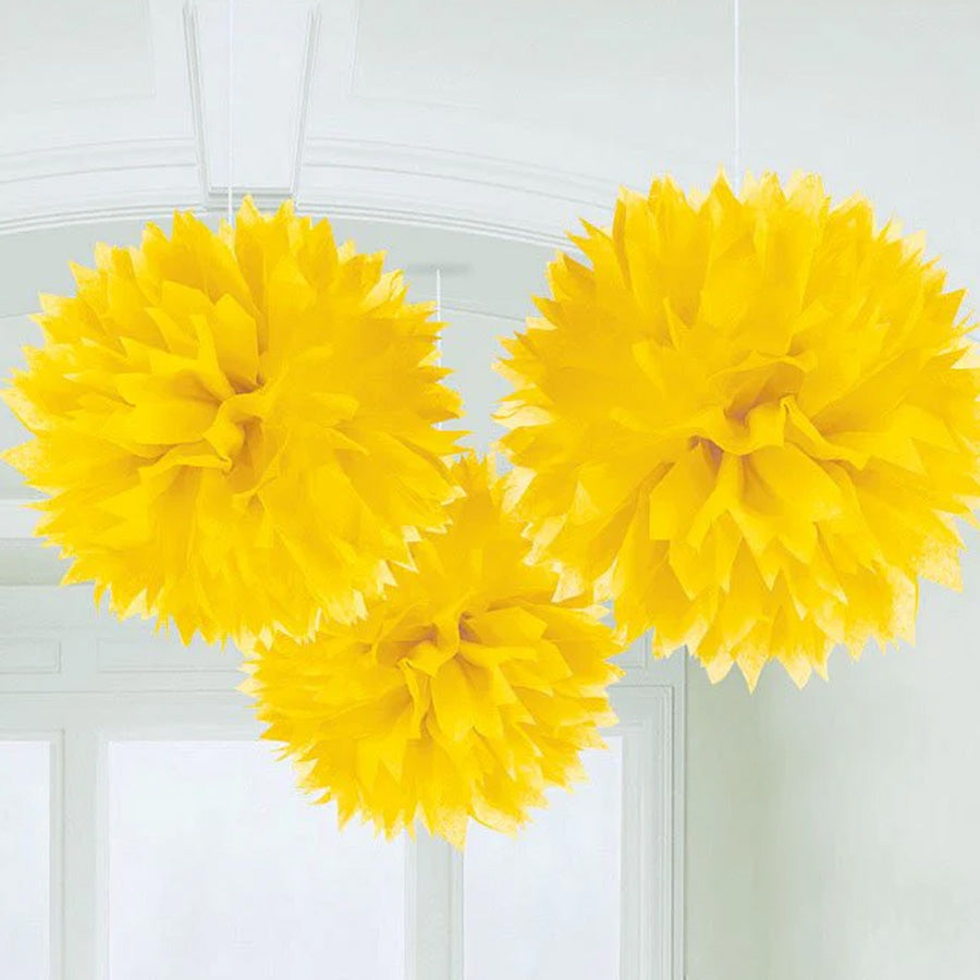 Fluffy Tissue Decorations - Yellow PK3