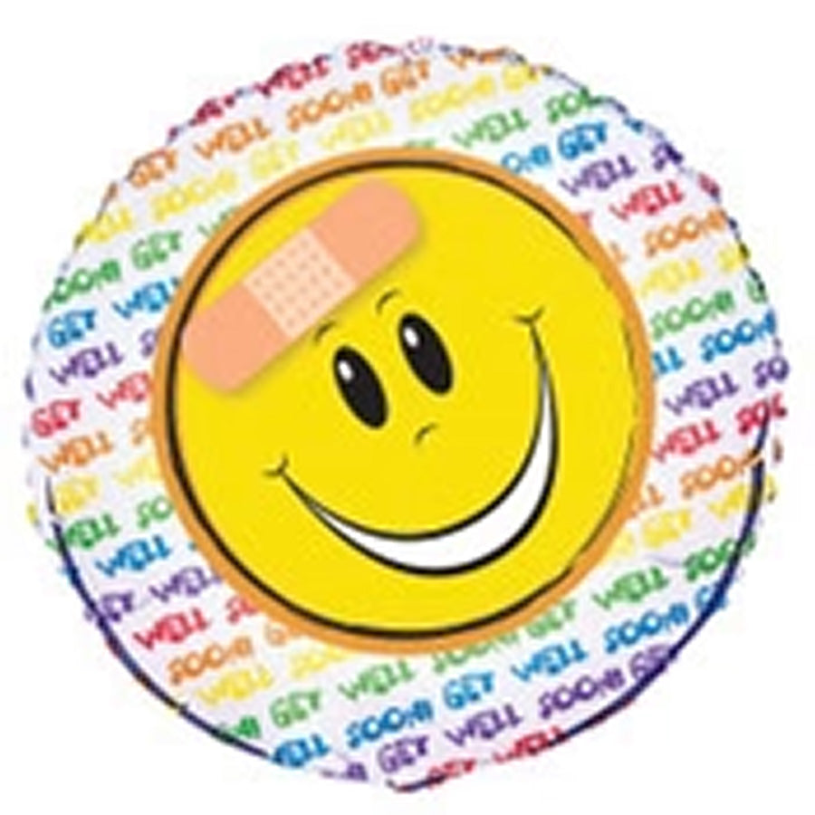 Get Well Smile 45cm (18") Foil Balloons Packaged