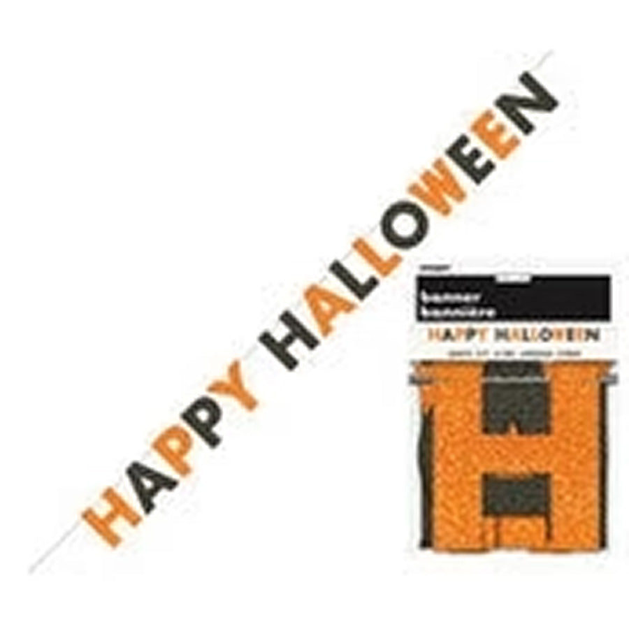 GLIT ORNG/BLK HAPPY HALLOWEEN BNR