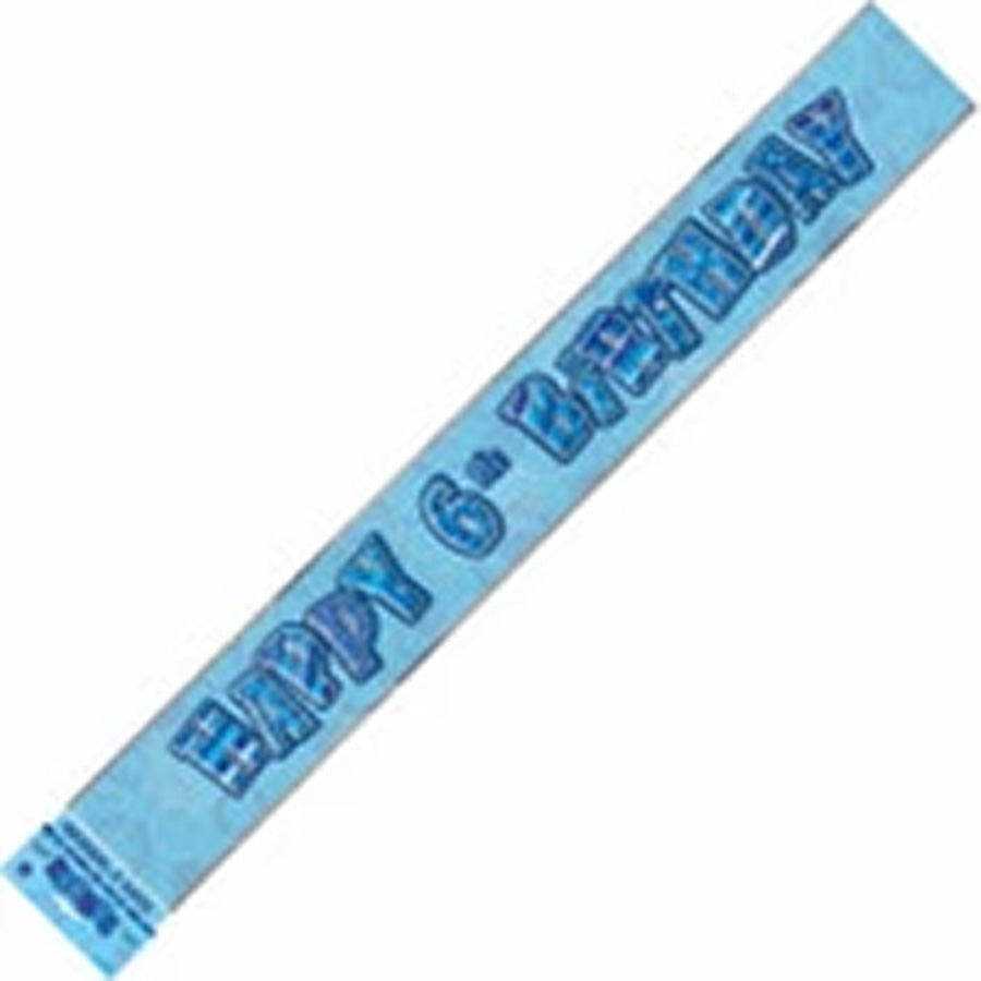 Glitz Blue 6th Birthday Prismatic Foil Banner 3.65m (12')