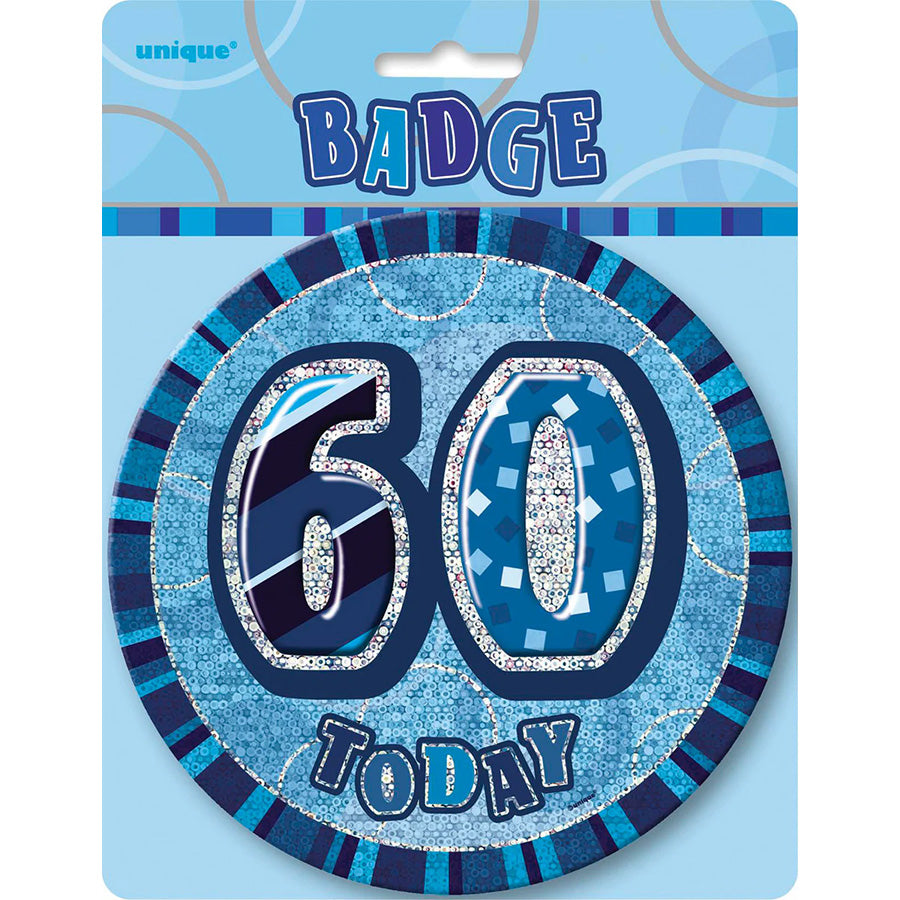 GLITZ BLUE B'DAY BADGE - 60