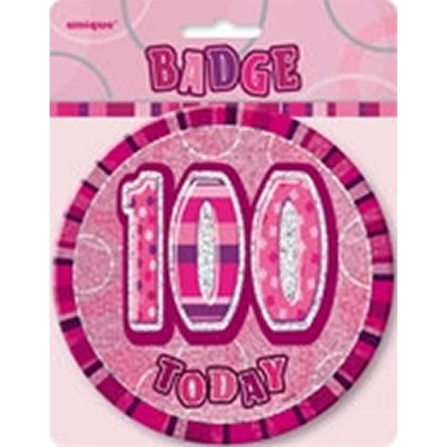 GLITZ PINK B'DAY BADGE - 100