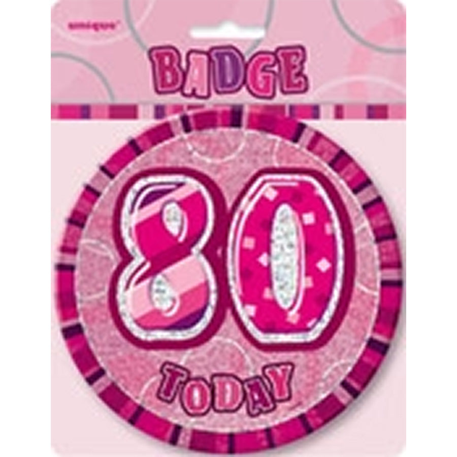 GLITZ PINK B'DAY BADGE - 80