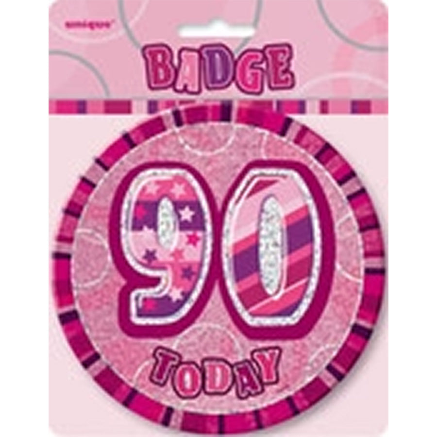 GLITZ PINK B'DAY BADGE - 90