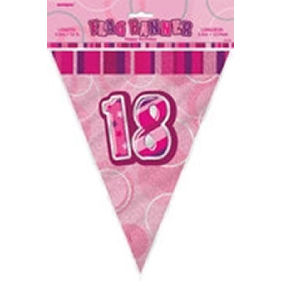 GLITZ PINK FLAG BANNER - 18