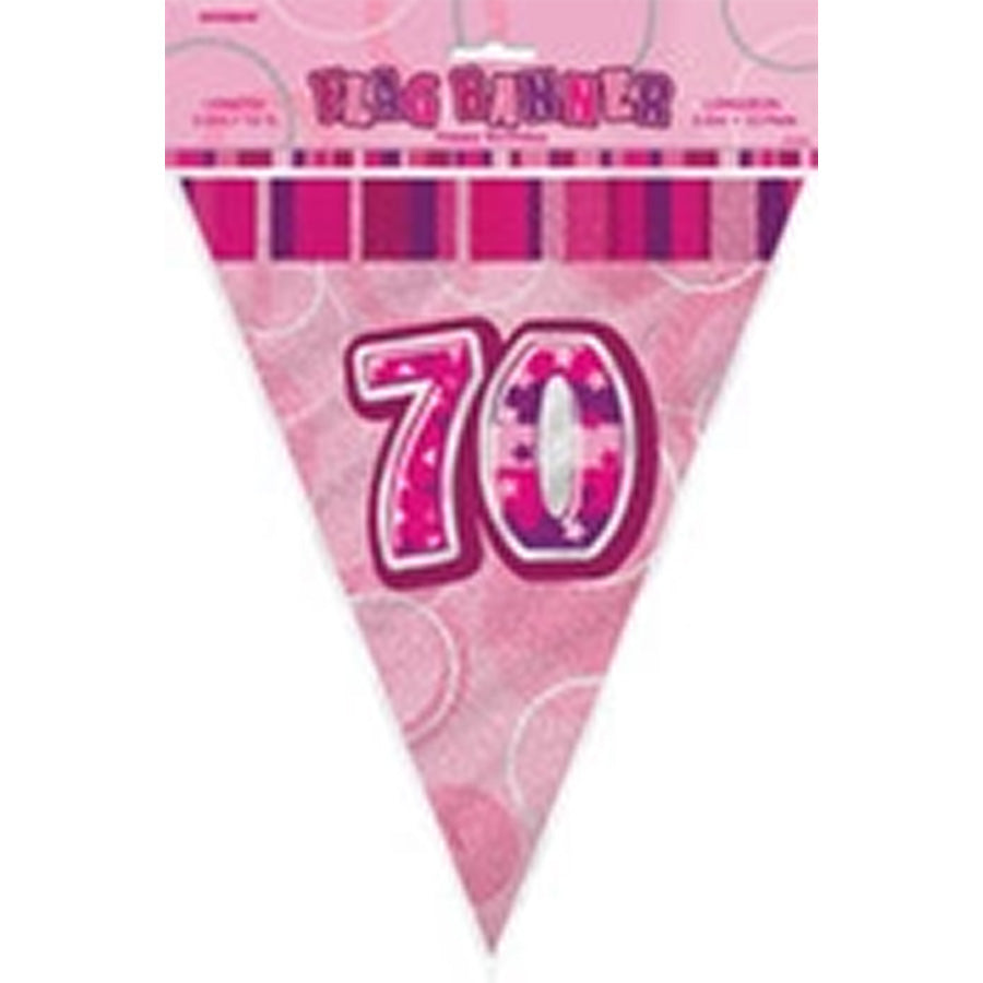 GLITZ PINK FLAG BANNER - 70