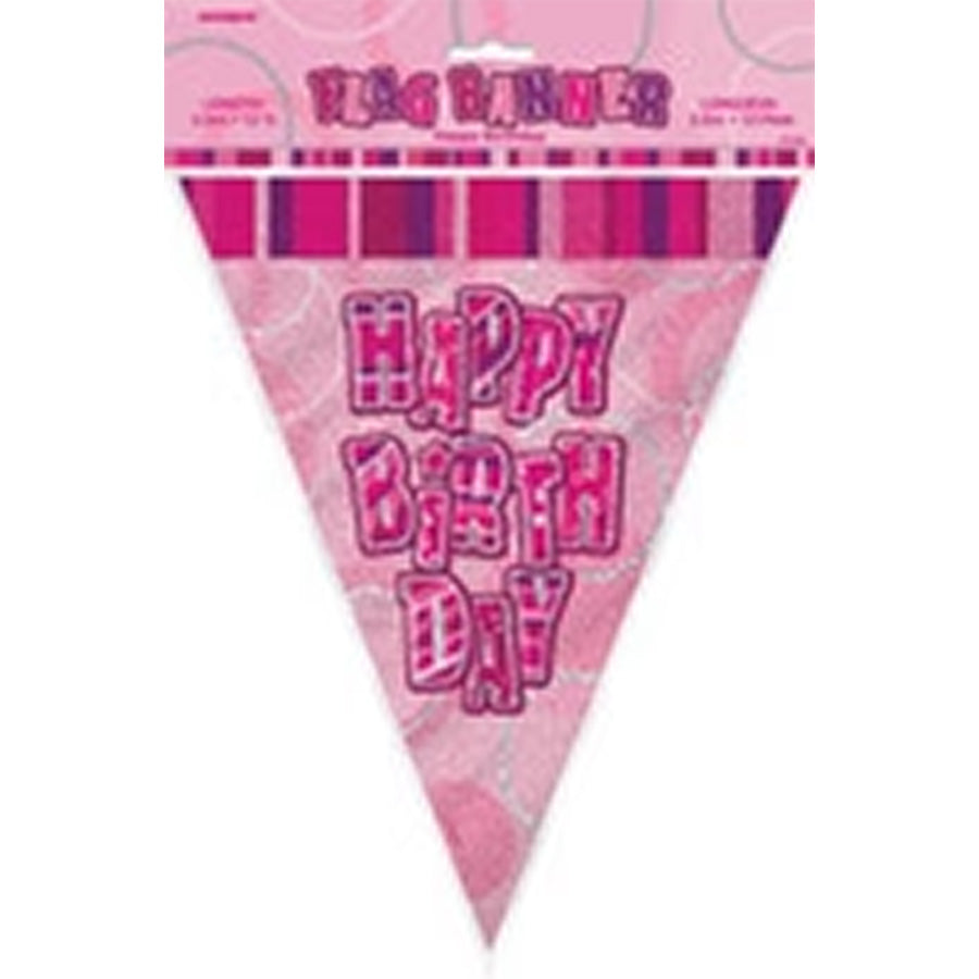 GLITZ PINK FLAG BANNER - H/B