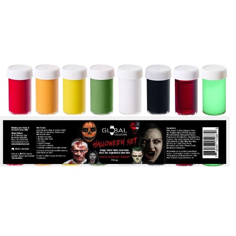 Halloween - 8 Colour Set Face &amp; BodyArt Liquid Paint