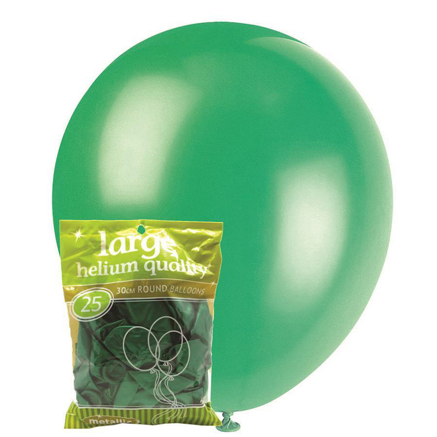 Green - 100 x 30cm (12") Metallic Balloons