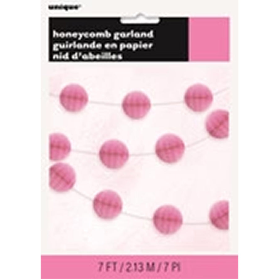 H/COMB BALL GARLAND 7ft-L/PINK