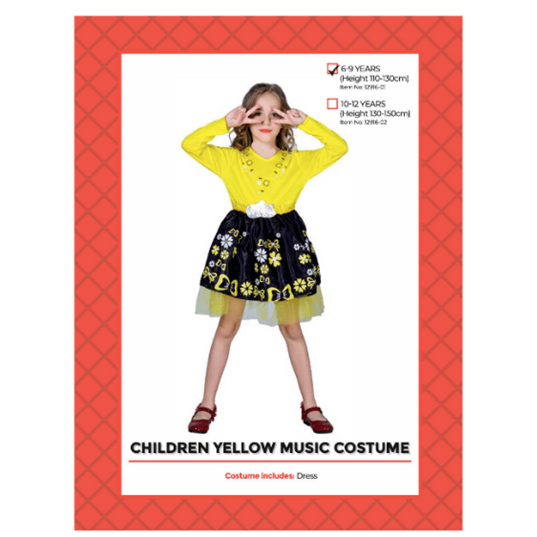 Children Yellow Music Girl Costume (6-9 years)