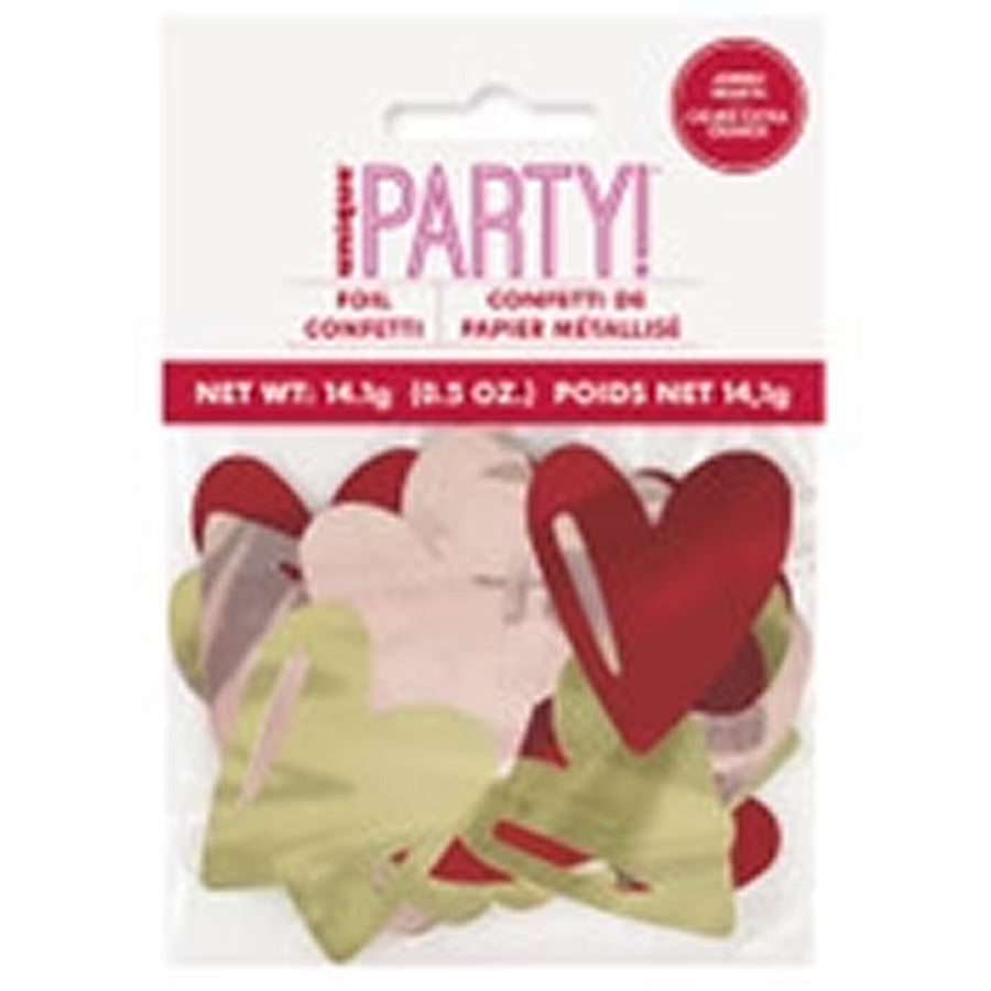 Jumbo Hearts Foil Confetti - Red, Rose Gold &amp; Gold 14.1g (0.5oz)