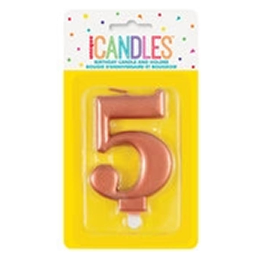 MET R/GOLD B'DAY CANDLE - NUMBER 5