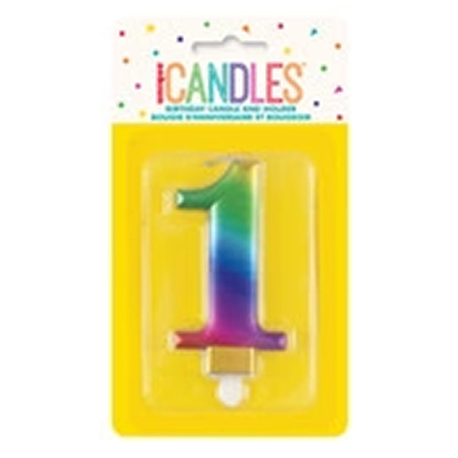 MET RAINBOW B'DAY CANDLE - NUMBER 1