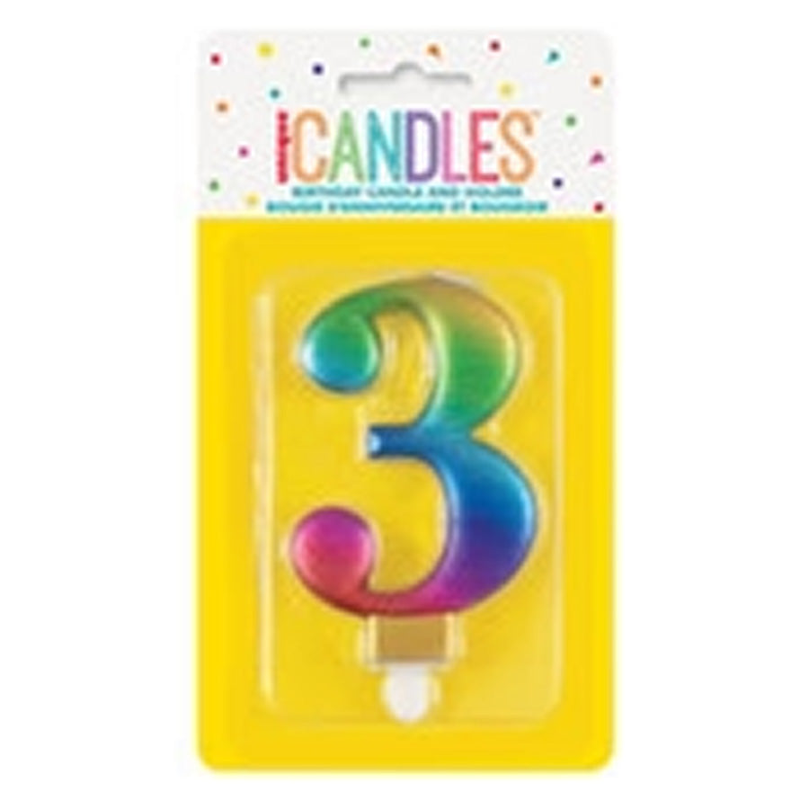 MET RAINBOW B'DAY CANDLE - NUMBER 3