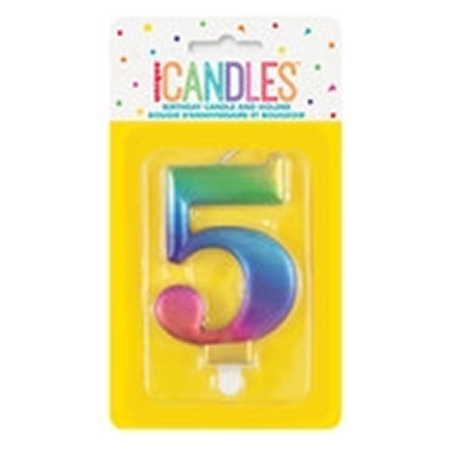 MET RAINBOW B'DAY CANDLE - NUMBER 5