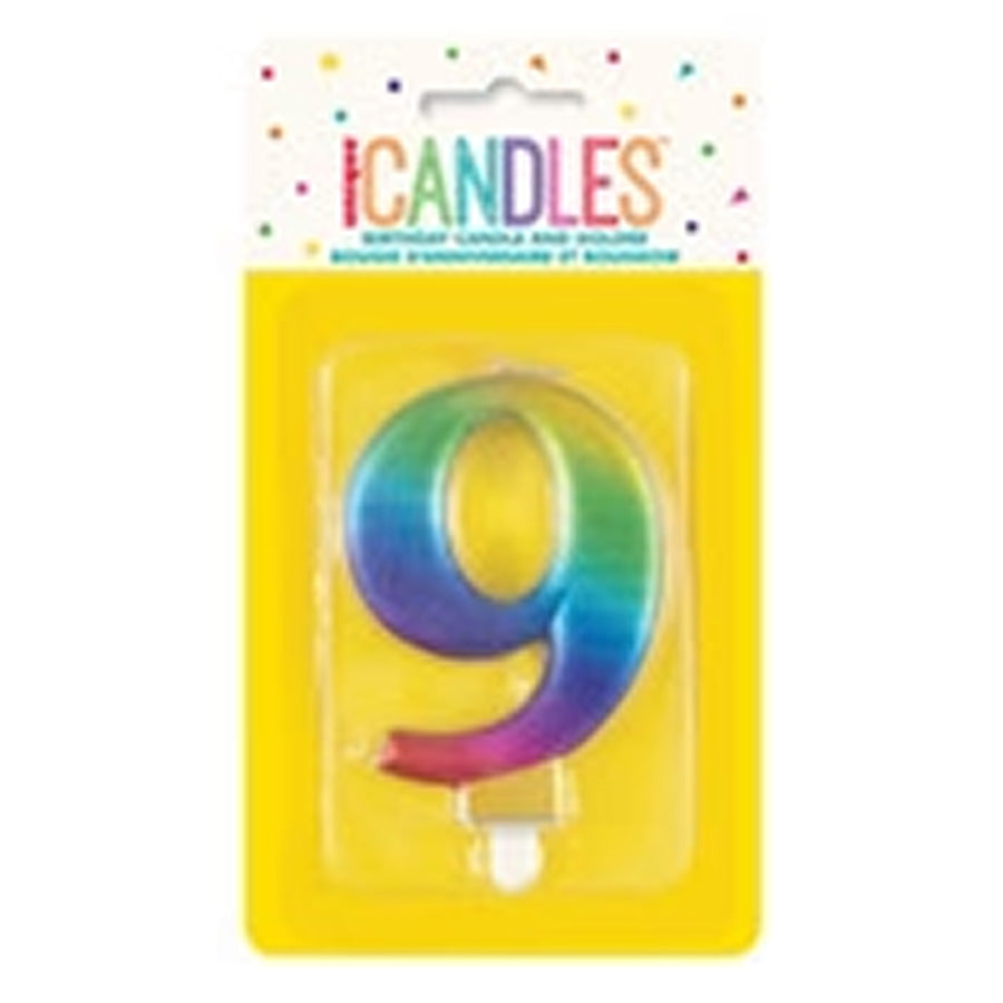 MET RAINBOW B'DAY CANDLE - NUMBER 9