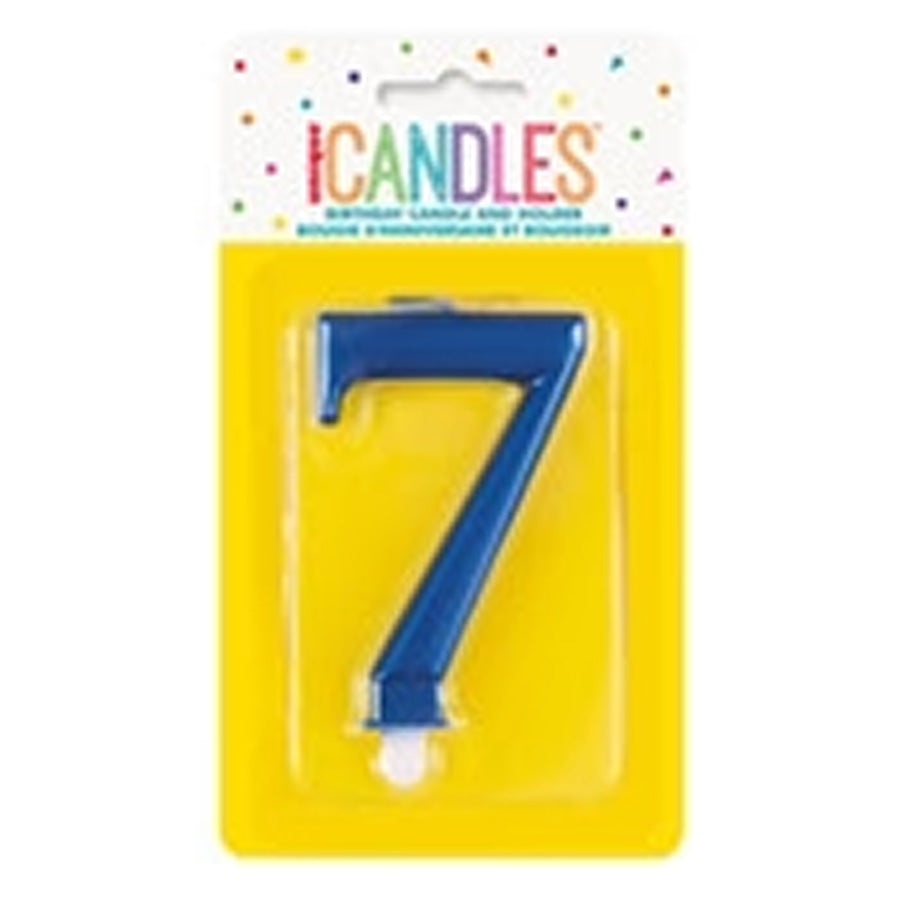 METALLIC BLUE B'DAY CANDLE - NUMBER 7