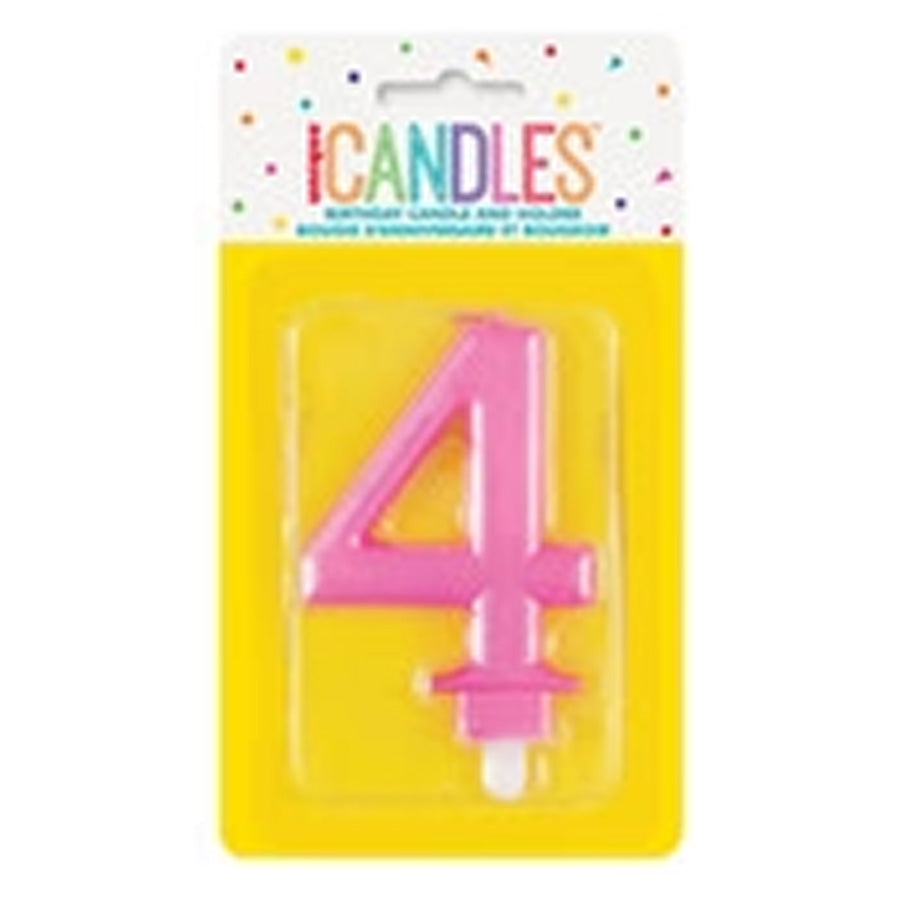 METALLIC PINK B'DAY CANDLE - NUMBER 4