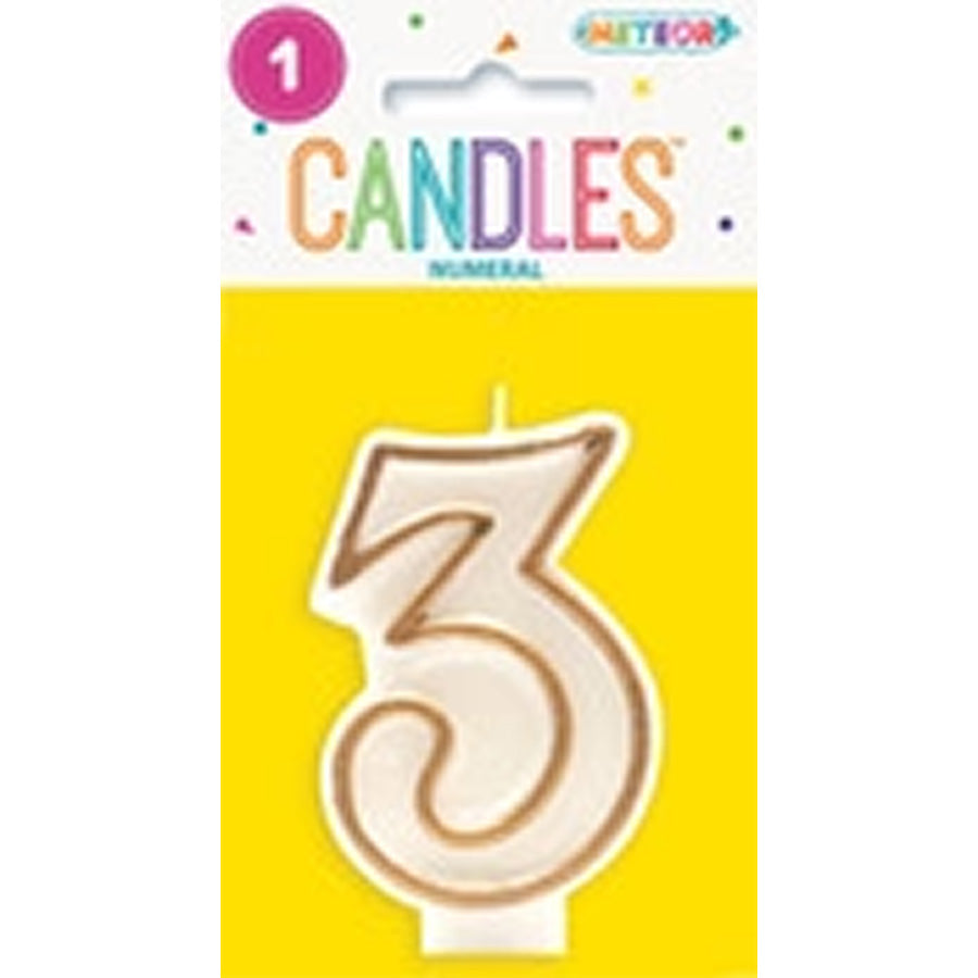 NUMERAL CANDLE 3 - GOLD