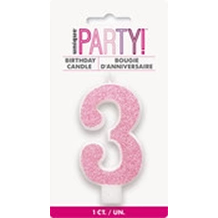 NUMERAL CANDLE 3 - PINK