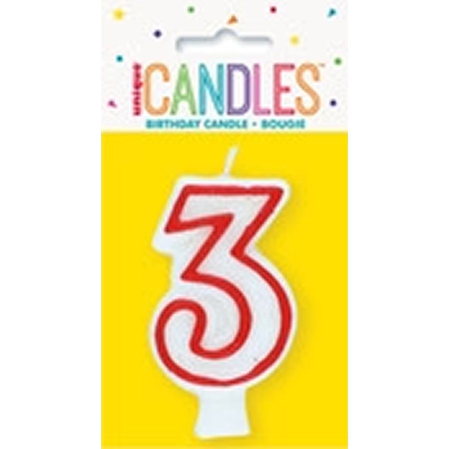 Numeral Candle 3 - Red