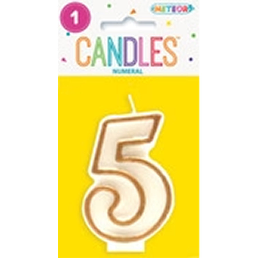 Numeral Candle 5 - Gold