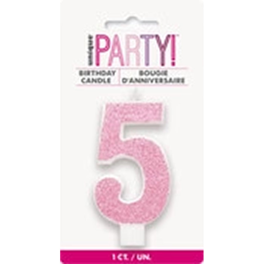 NUMERAL CANDLE 5 - PINK