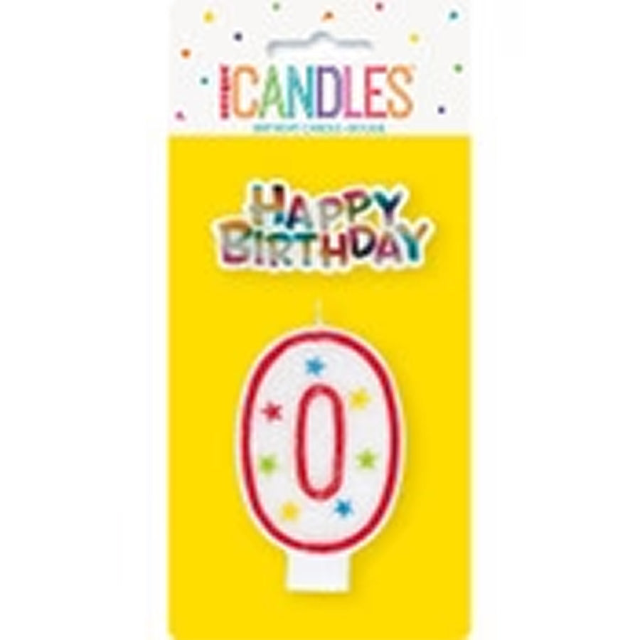 NUMERAL CANDLE W/CAKE DECO - 0