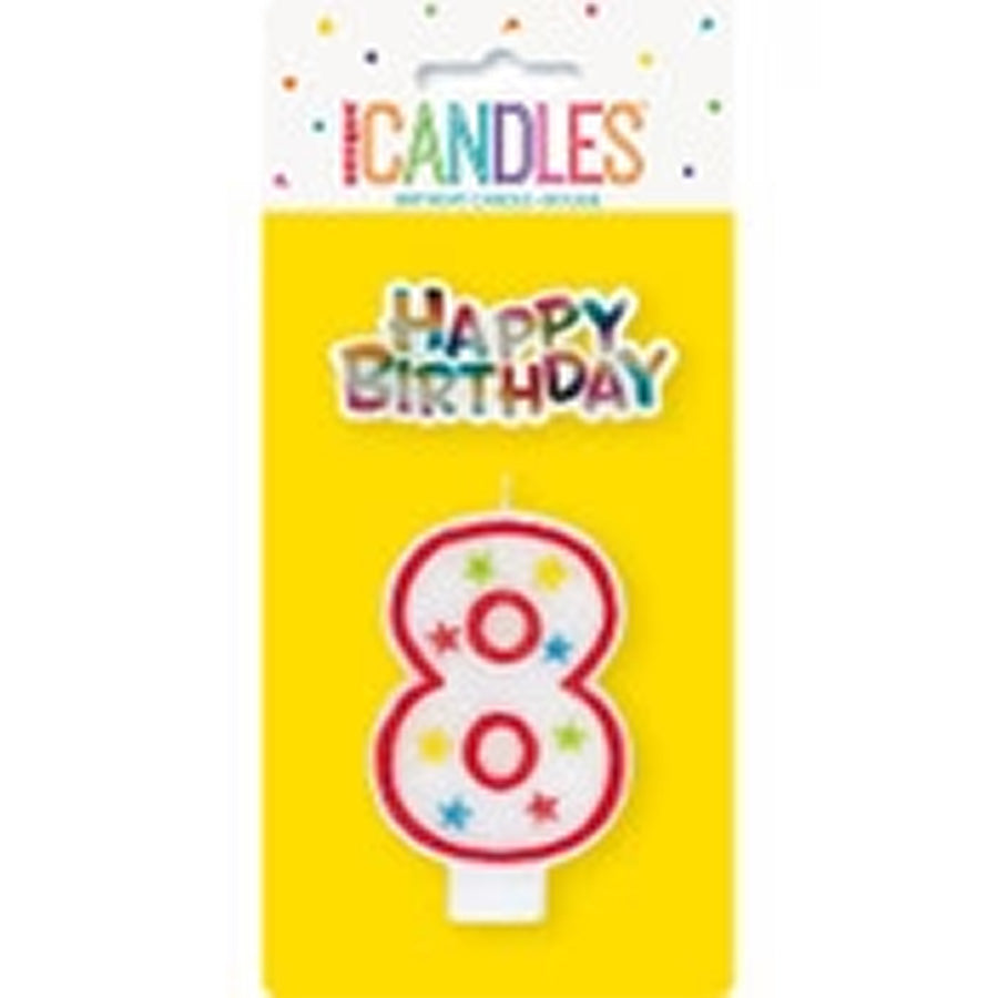 NUMERAL CANDLE W/CAKE DECO - 8