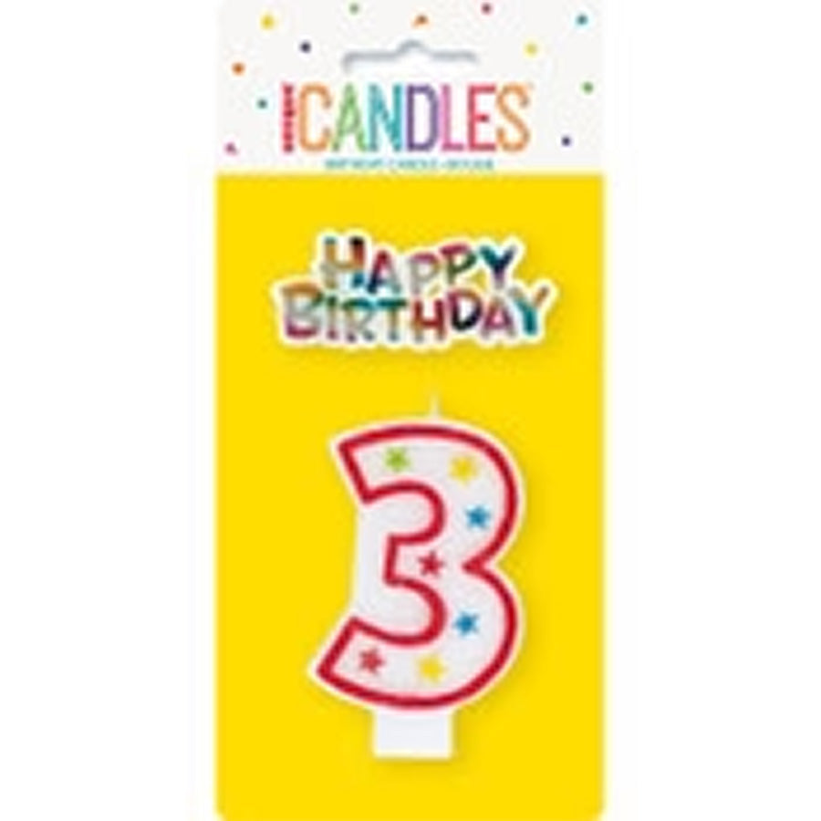 NUMERAL CANDLE W/CAKE DECO - 3