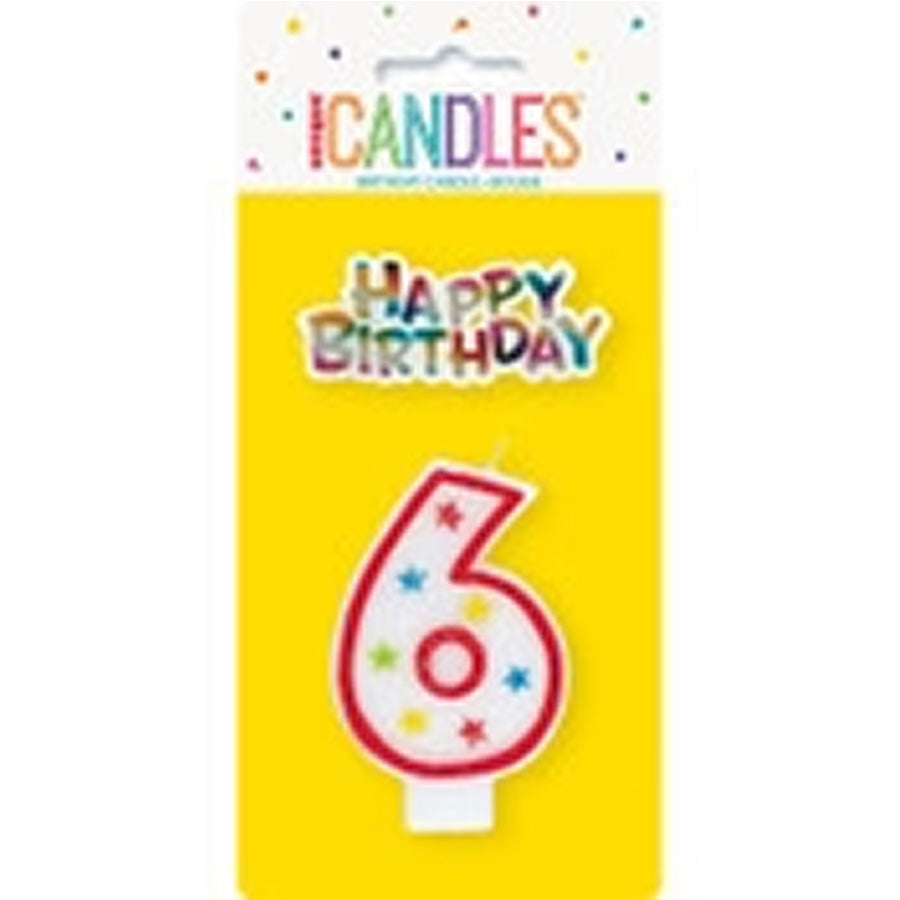 NUMERAL CANDLE W/CAKE DECO - 6