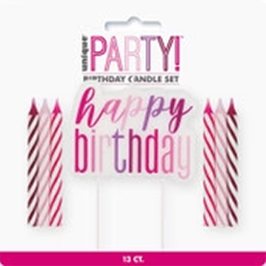 PINK 12 CANDLES &amp; H/B'DAY PICK