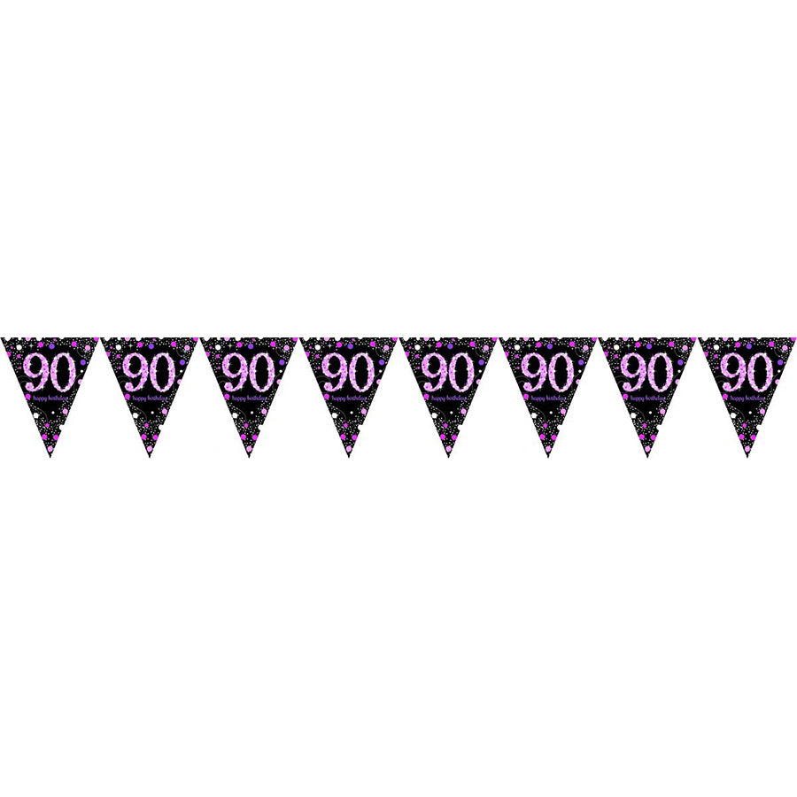 Pink Celebration 90 Prismatic Pennant Banner - Plastic