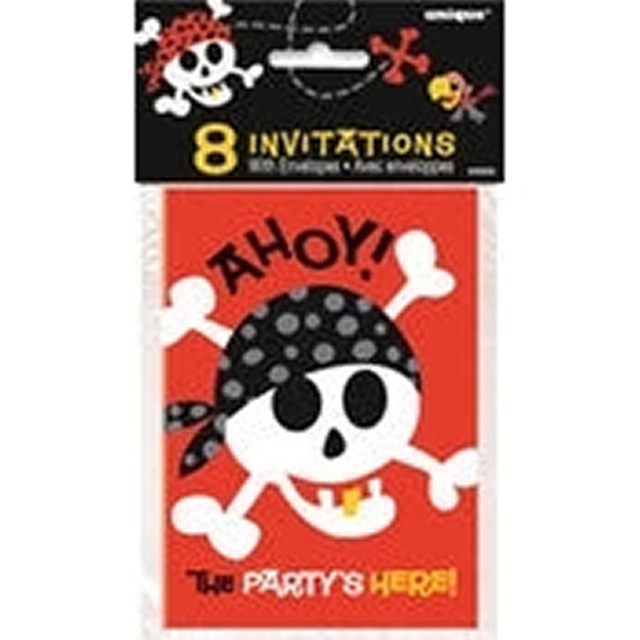 Pirate Fun 8 Invitations 9.7 x 3.6cm (5.3" x 3.8")