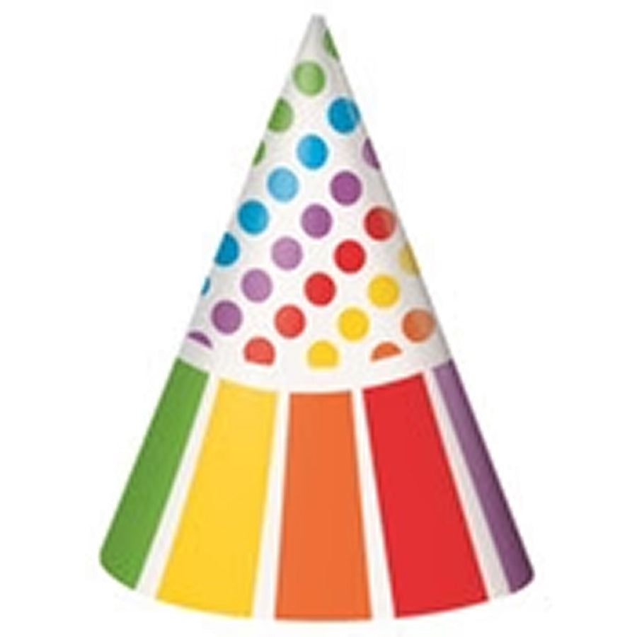 RAINBOW B/DAY 8 PARTY HATS