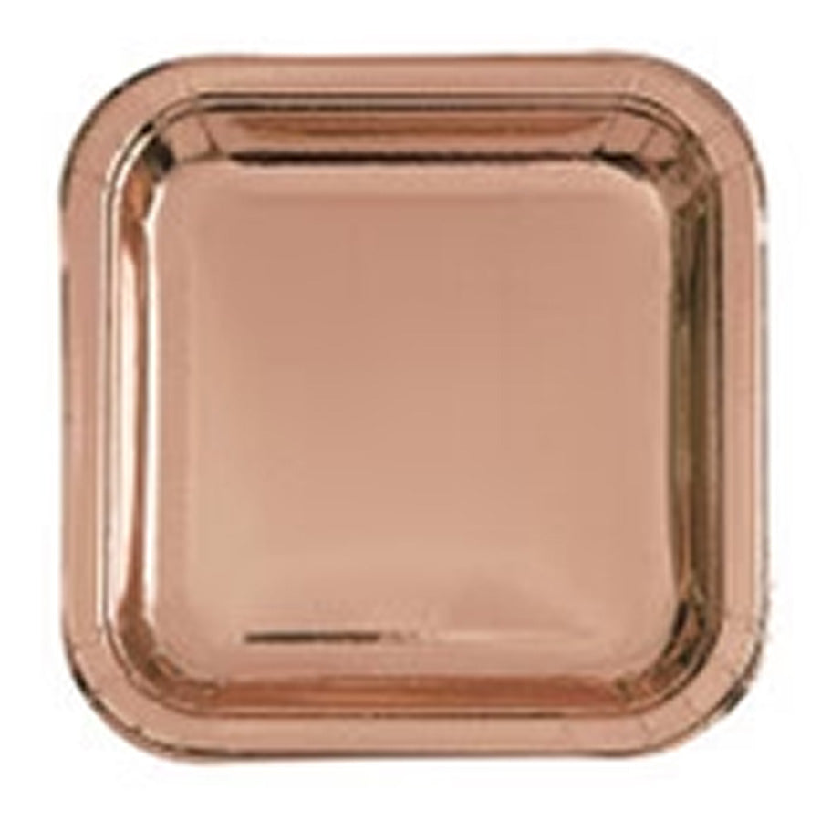 Rose Gold Foil 8 X 23.4cm (9.25") Square Paper Plates