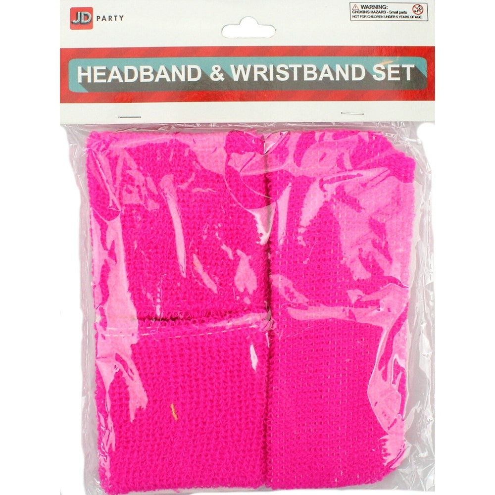 Headband &amp; Wristband Set (Fluro Pink)