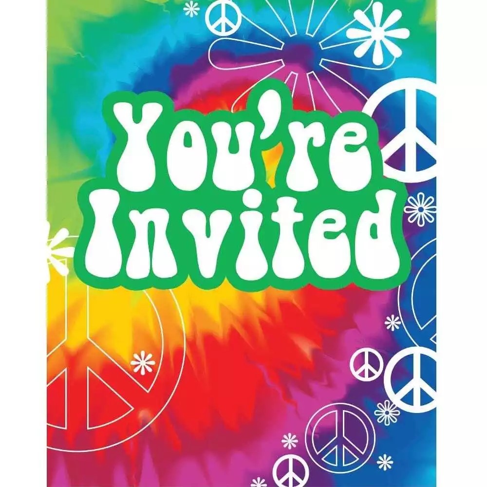 TIE DYE FUN INVITES PK6