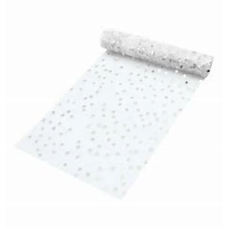 Scattered Silver Glitter Table Runner