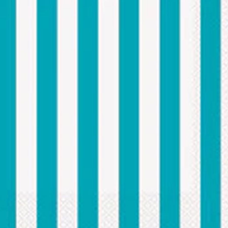 STRIPES 16 BEV NAPKINS -C/TEAL